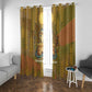 Renenutet  Golden Cobra Window Curtain with Wheat Motif in Egyptian Agricultural Theme