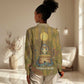 Renenutet  Golden Cobra Women Casual Shirt with Wheat Motif in Egyptian Agricultural Theme