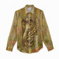 Renenutet  Golden Cobra Women Casual Shirt with Wheat Motif in Egyptian Agricultural Theme