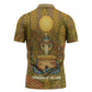 Renenutet  Golden Cobra Zipper Polo Shirt with Wheat Motif in Egyptian Agricultural Theme