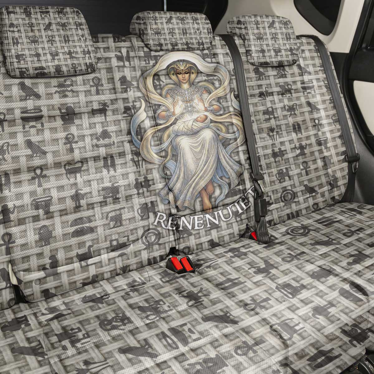 Renenutet Back Car Seat Cover with Bread Ring and Eye of Horus in Egyptian Nourishment