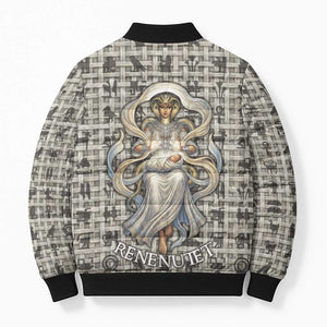 Renenutet Bomber Puffer Jacket with Bread Ring and Eye of Horus in Egyptian Nourishment