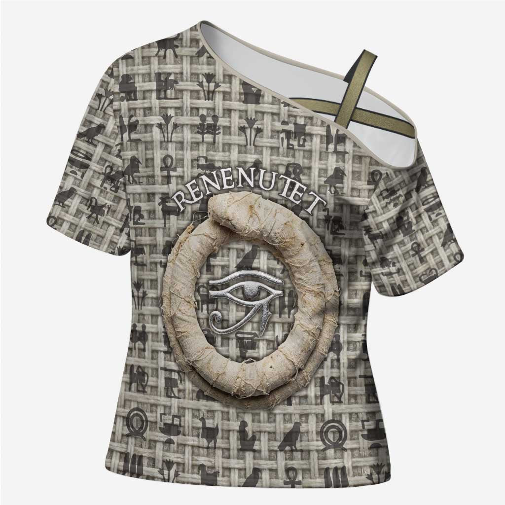 Renenutet Cross Shoulder Shirt with Bread Ring and Eye of Horus in Egyptian Nourishment