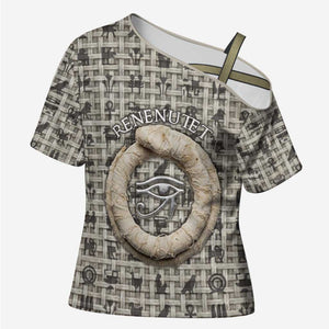 Renenutet Cross Shoulder Shirt with Bread Ring and Eye of Horus in Egyptian Nourishment