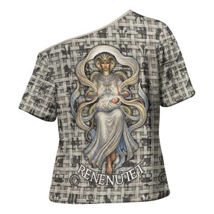 Renenutet Cross Shoulder Shirt with Bread Ring and Eye of Horus in Egyptian Nourishment