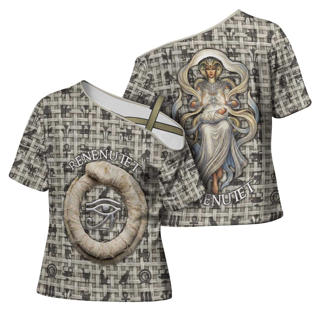 Renenutet Cross Shoulder Shirt with Bread Ring and Eye of Horus in Egyptian Nourishment
