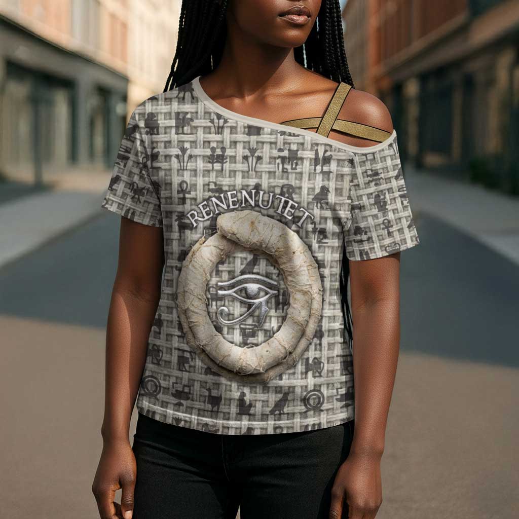 Renenutet Cross Shoulder Shirt with Bread Ring and Eye of Horus in Egyptian Nourishment