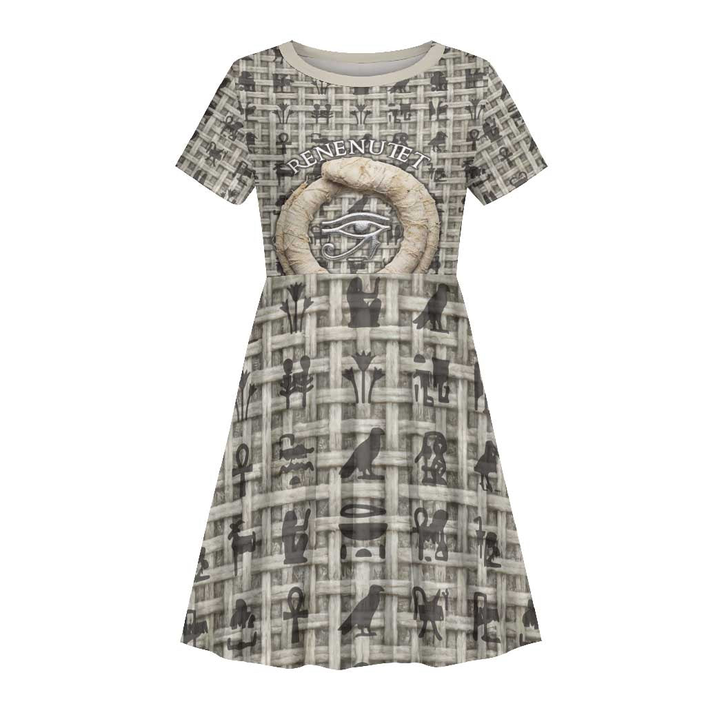 Renenutet Kid Short Sleeve Dress with Bread Ring and Eye of Horus in Egyptian Nourishment