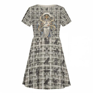 Renenutet Kid Short Sleeve Dress with Bread Ring and Eye of Horus in Egyptian Nourishment