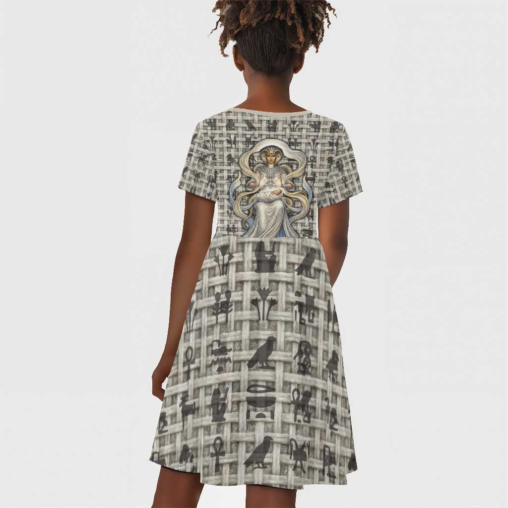 Renenutet Kid Short Sleeve Dress with Bread Ring and Eye of Horus in Egyptian Nourishment