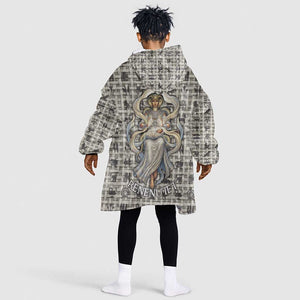 Renenutet Kid Wearable Blanket Hoodie with Bread Ring and Eye of Horus in Egyptian Nourishment