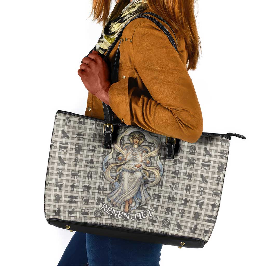 Renenutet Leather Tote Bag with Bread Ring and Eye of Horus in Egyptian Nourishment