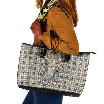 Renenutet Leather Tote Bag with Bread Ring and Eye of Horus in Egyptian Nourishment