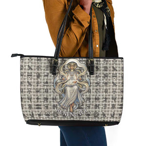Renenutet Leather Tote Bag with Bread Ring and Eye of Horus in Egyptian Nourishment