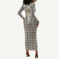 Renenutet Long Sleeve Bodycon Dress with Bread Ring and Eye of Horus in Egyptian Nourishment