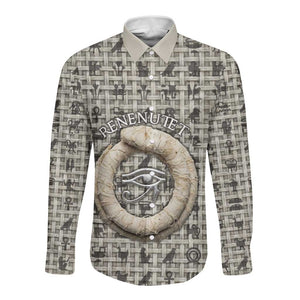 Renenutet Long Sleeve Button Shirt with Bread Ring and Eye of Horus in Egyptian Nourishment