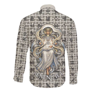 Renenutet Long Sleeve Button Shirt with Bread Ring and Eye of Horus in Egyptian Nourishment