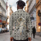 Renenutet Long Sleeve Button Shirt with Bread Ring and Eye of Horus in Egyptian Nourishment