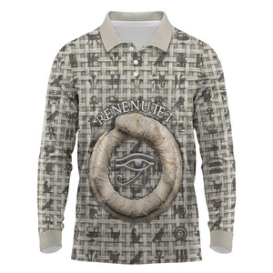Renenutet Long Sleeve Polo Shirt with Bread Ring and Eye of Horus in Egyptian Nourishment