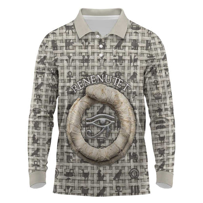 Renenutet Long Sleeve Polo Shirt with Bread Ring and Eye of Horus in Egyptian Nourishment