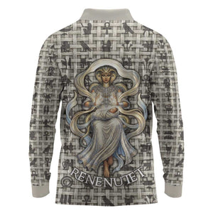 Renenutet Long Sleeve Polo Shirt with Bread Ring and Eye of Horus in Egyptian Nourishment