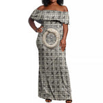 Renenutet Off Shoulder Maxi Dress with Bread Ring and Eye of Horus in Egyptian Nourishment