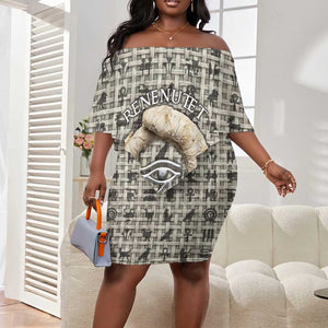 Renenutet Off Shoulder Short Dress with Bread Ring and Eye of Horus in Egyptian Nourishment