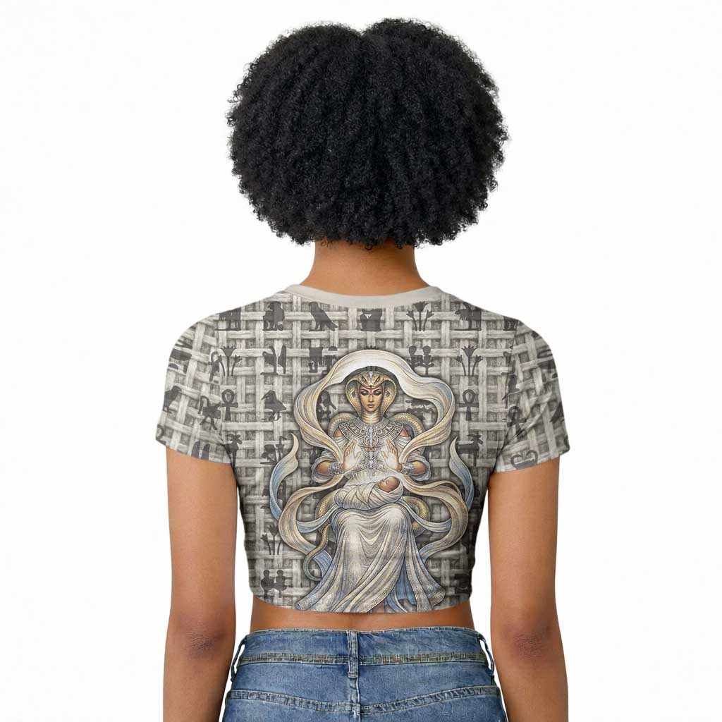 Renenutet Raglan Cropped T shirt with Bread Ring and Eye of Horus in Egyptian Nourishment