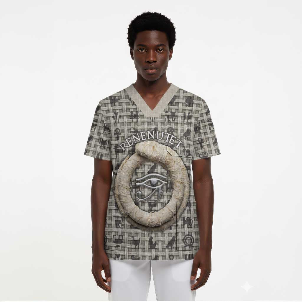 Renenutet Scrub Top with Bread Ring and Eye of Horus in Egyptian Nourishment