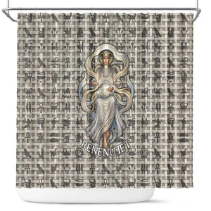 Renenutet Shower Curtain with Bread Ring and Eye of Horus in Egyptian Nourishment