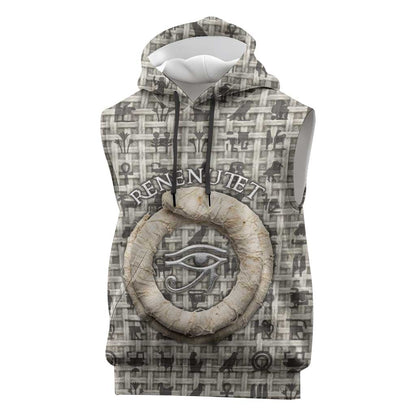 Renenutet Sleeveless Hoodie with Bread Ring and Eye of Horus in Egyptian Nourishment