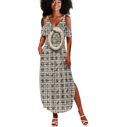 Renenutet Summer Maxi Dress with Bread Ring and Eye of Horus in Egyptian Nourishment