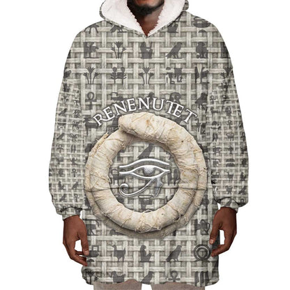 Renenutet Wearable Blanket Hoodie with Bread Ring and Eye of Horus in Egyptian Nourishment