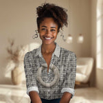 Renenutet Women Casual Shirt with Bread Ring and Eye of Horus in Egyptian Nourishment