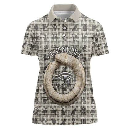 Renenutet Women Polo Shirt with Bread Ring and Eye of Horus in Egyptian Nourishment
