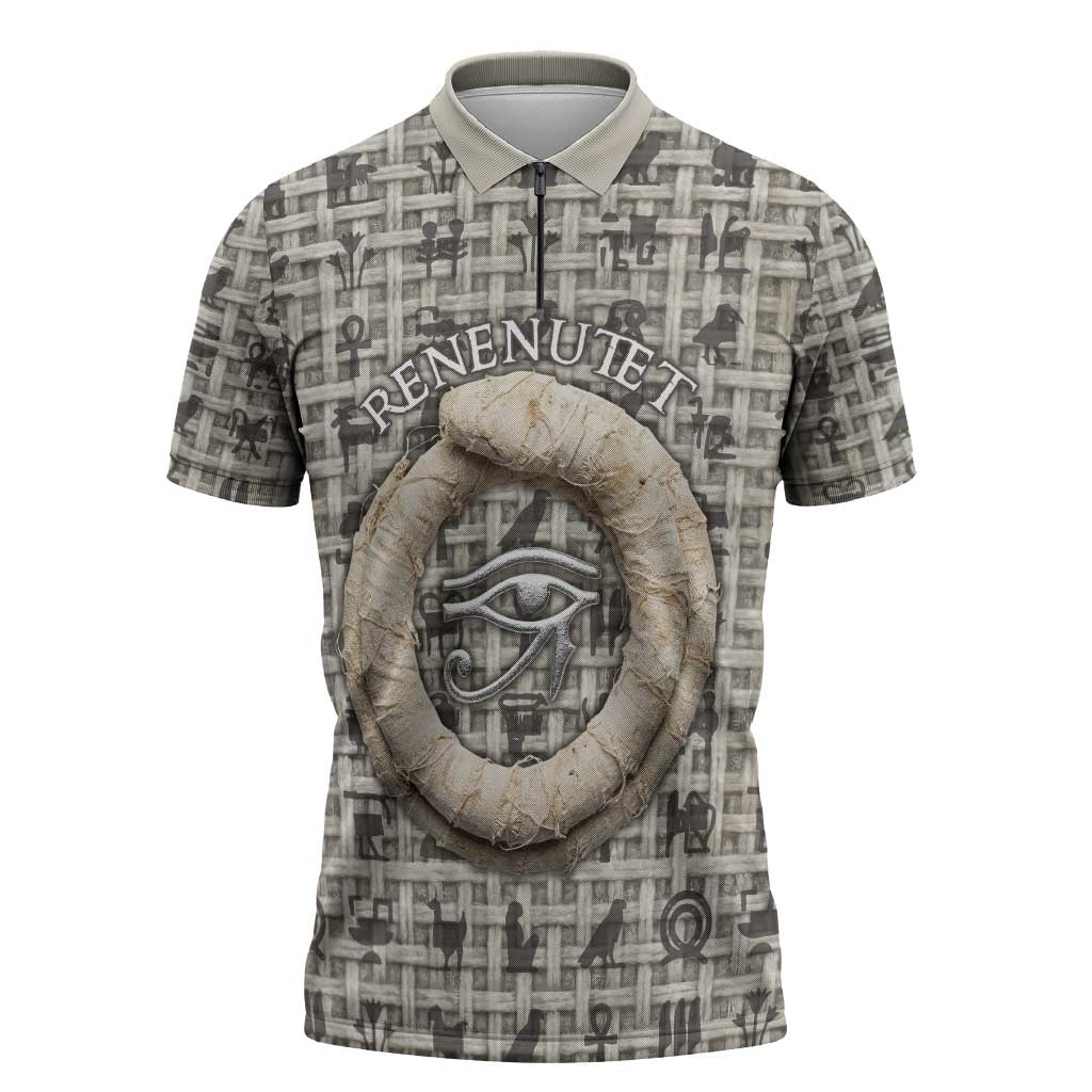 Renenutet Zipper Polo Shirt with Bread Ring and Eye of Horus in Egyptian Nourishment