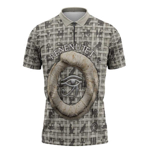 Renenutet Zipper Polo Shirt with Bread Ring and Eye of Horus in Egyptian Nourishment