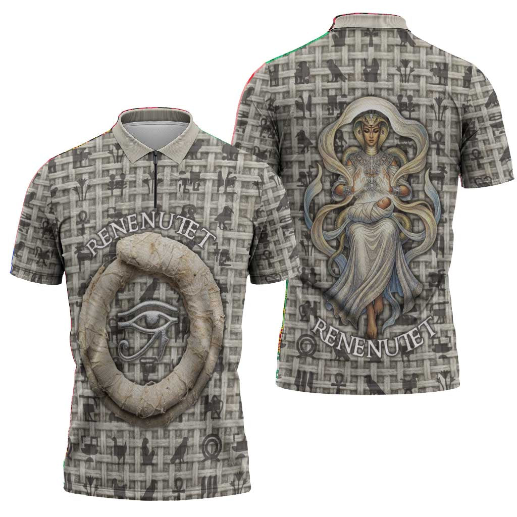 Renenutet Zipper Polo Shirt with Bread Ring and Eye of Horus in Egyptian Nourishment