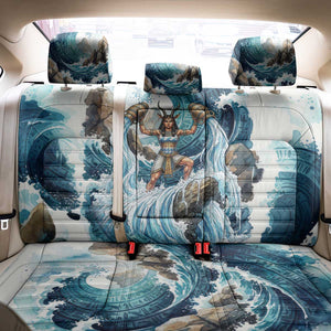Satis Water Torrent Back Car Seat Cover with Egyptian Flood Symbolism in Oceanic Blue Tones