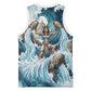 Satis Water Torrent Basketball Jersey with Egyptian Flood Symbolism in Oceanic Blue Tones