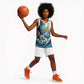 Satis Water Torrent Basketball Jersey with Egyptian Flood Symbolism in Oceanic Blue Tones