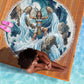 Satis Water Torrent Beach Blanket with Egyptian Flood Symbolism in Oceanic Blue Tones