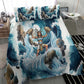 Satis Water Torrent Bedding Set with Egyptian Flood Symbolism in Oceanic Blue Tones