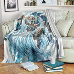 Satis Water Torrent Blanket with Egyptian Flood Symbolism in Oceanic Blue Tones