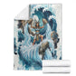 Satis Water Torrent Blanket with Egyptian Flood Symbolism in Oceanic Blue Tones