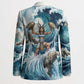 Satis Water Torrent Blazer with Egyptian Flood Symbolism in Oceanic Blue Tones
