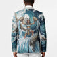 Satis Water Torrent Blazer with Egyptian Flood Symbolism in Oceanic Blue Tones