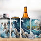 Satis Water Torrent 4 in 1 Can Cooler Tumbler with Egyptian Flood Symbolism in Oceanic Blue Tones