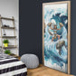 Satis Water Torrent Door Cover with Egyptian Flood Symbolism in Oceanic Blue Tones