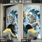 Satis Water Torrent Door Cover with Egyptian Flood Symbolism in Oceanic Blue Tones